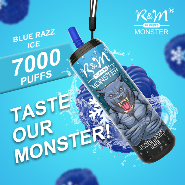 Logo personnalisé dubai en gros Elux vape Puff diposable 7000 Puffs R&M Monster 2% 5% Cigarette électronique de nicotine Salt avec longe 